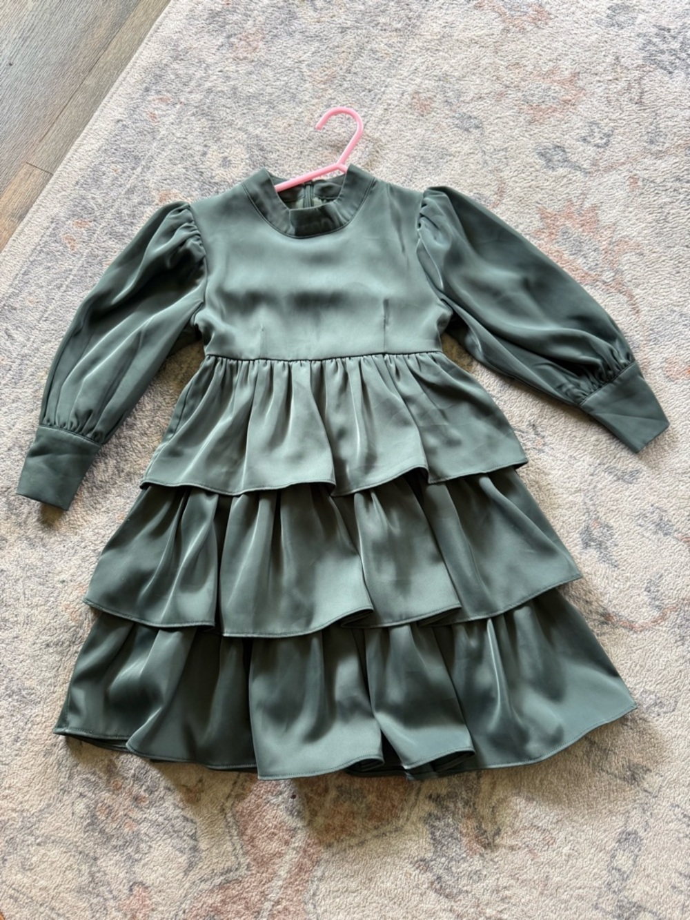 Dainty Jewells Olive Green Tiered Ruffle Dress for Girls